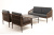 "Канны" лаунж-зона 4-местная из роупа со столом "Верона" (серый гранит), каркас алюминиевый коричневый, роуп коричневый