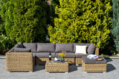 "Лунго" модуль диванный угловой с подушками, цвет соломенный (гиацинт)