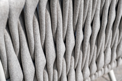 "Монако" лаунж-зона 4-местная из роупа со столом "Верона" (серый гранит), каркас светло-серый, роуп светло-серый