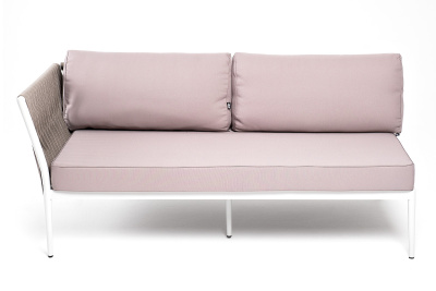 "Касабланка" правый модуль плетеный из роупа, каркас алюминий светло-серый (RAL7035) муар, роуп серо-коричневый 23мм, ткань бежевая 052